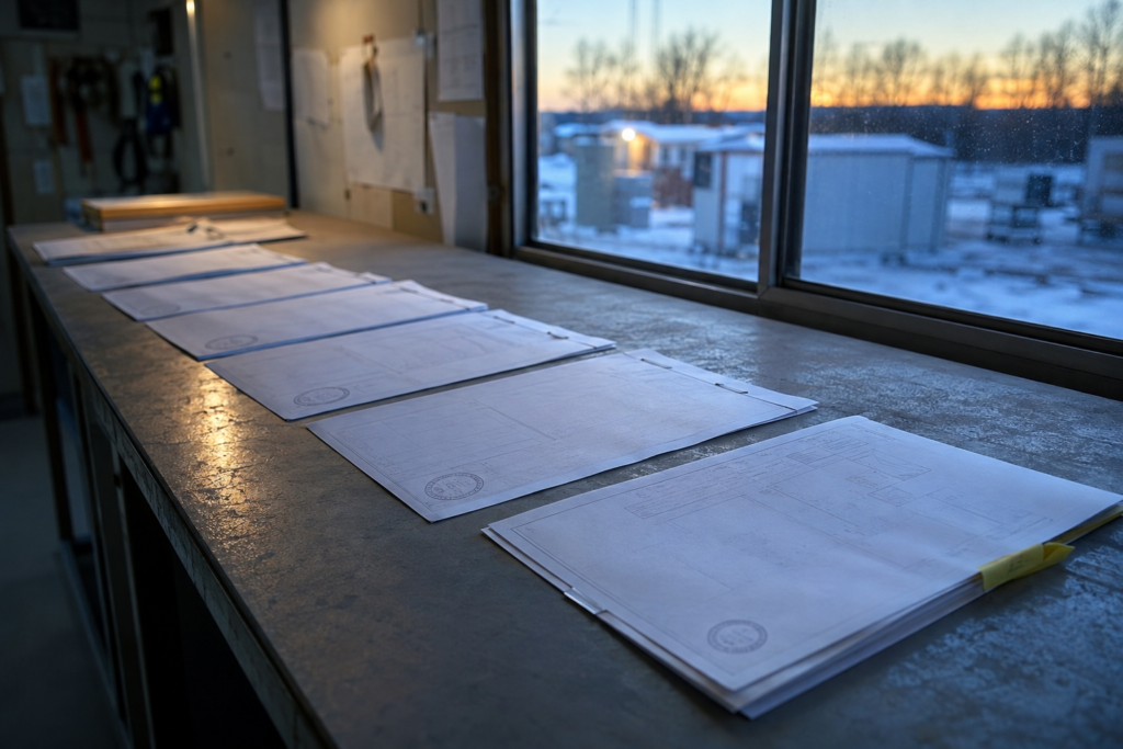 Documents datés alignés en série sur un comptoir de roulotte